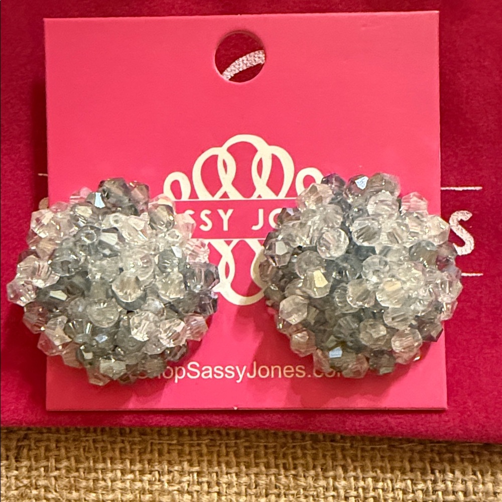 Sassy Jones Sparkling White Malia Glass Stud Earrings 32$